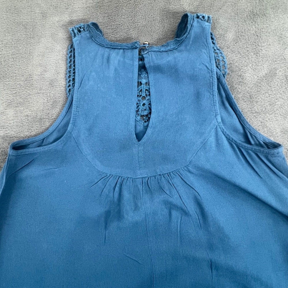 Xhilaration Blue Dress Women's Medium Sleeveless Lace Trim Casual Summer‎ - Picture 5 of 10